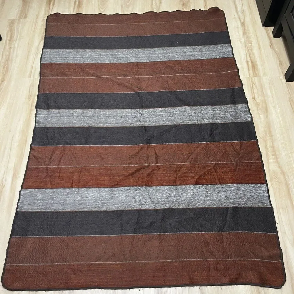 Shupaca Alpaca Blend Striped Throw Blanket Gray Rust Orange